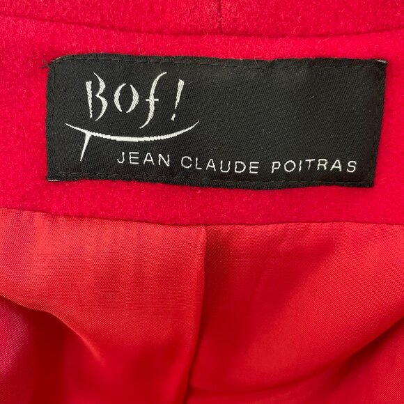 Jean Claude Poitras Bof! Designer Vtg Double Breasted Wool Blend Blazer Red Sz 8 - Picture 10 of 13